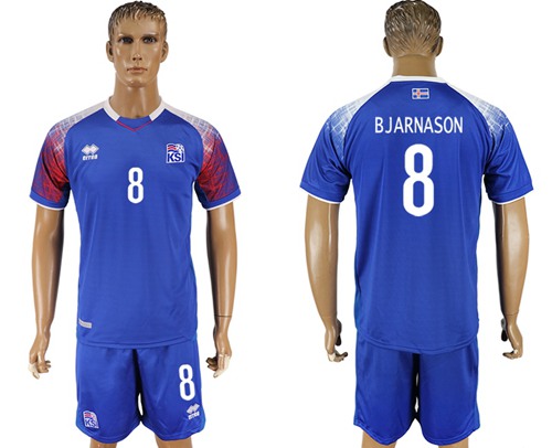 Iceland #8 Bjarnason Home Soccer Country Jersey